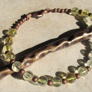 Citrine and Copper Bracelet, gift under 50, gift for women, for her, yellow, November Birthstone, beaded bracelet