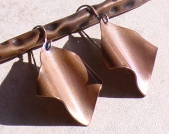 Forged Copper and Sterling Silver Earrings: Organic Mixed Metal