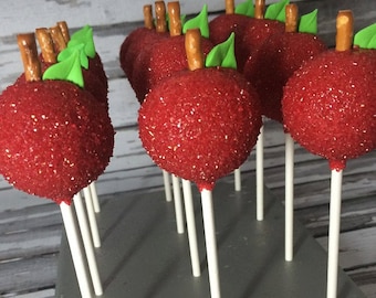 Apple Cake Pops Party Favors Candy Buffets Sweets Table Carnival Circus Back to School Birthday Teacher Pop Party Favor Farm An Apple a Day