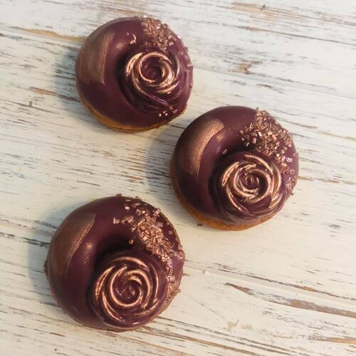 12 Burgundy Rose Gold Mini Donuts Doughnuts Wedding Baby Etsy