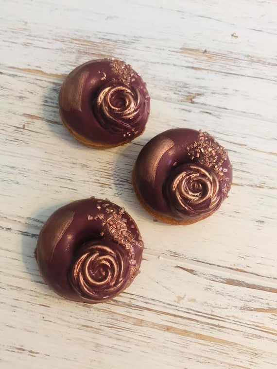 12 Burgundy Rose Gold Mini Donuts Doughnuts Wedding Baby Etsy