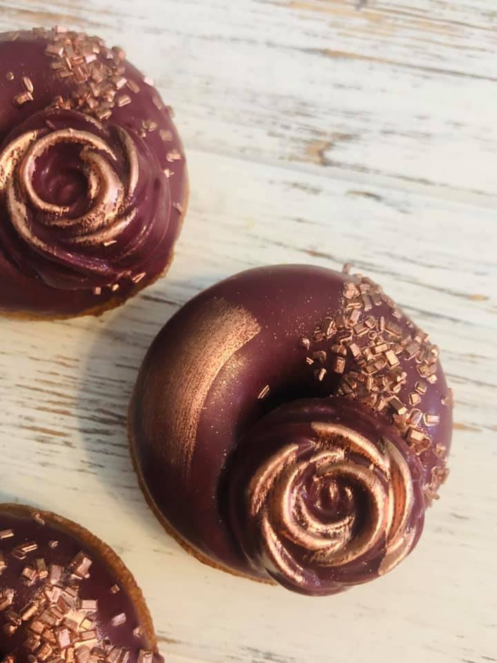 12 Burgundy Rose Gold Mini Donuts Doughnuts Wedding Baby Etsy