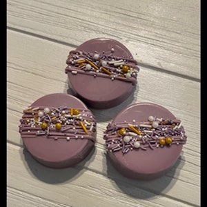 1 Dozen Lilac Lavender Gold Oreos Chocolate Covered Oreo Party Favors Sweets Table wedding Anniversary  Corporate Baby Shower Birthday Party