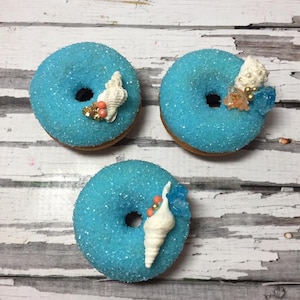12 Beach Mermaid Theme Party Sweets Table Treats Sea Shell Mini Donuts Birthday Party Baby Bridal Wedding Shower Favors