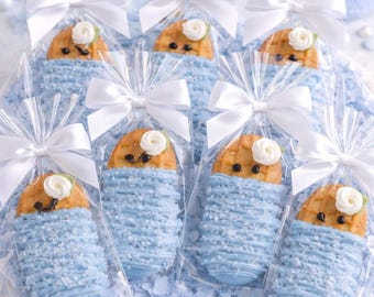 12 Dusty Blue Cornflower  Nutter Butter Baby Cookies Baby Shower Party Favors Girl