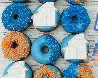 12 Open House New Home Mini Donuts Doughnuts Sweets Table Candy Buffet Birthday Favors Treats Blue Orange