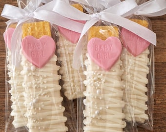 1 Dozen Baby Girl Pink Heart Vanilla Wafer Cookies Chocolate Covered Party Favors wedding Anniversary  Corporate Baby Shower Birthday Party