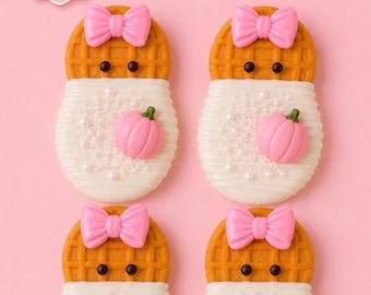 12 Pumpkin Nutter Butter Baby Cookies, Baby Shower Cookies, Pink Pumpkin Baby Shower Favors, First Birthday Cookies, Fall Baby Shower Treats
