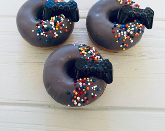 1 dozen mini donuts video game remote control birthday party rainbow sprinkles grey black