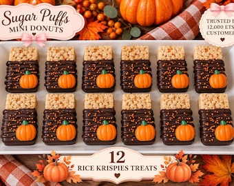 12 Little Pumpkin Rice Krispies, Baby Shower Treats, First Birthday Dessert Table, Orange  Pumpkin Party Favors