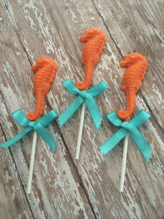 12 Chocolate Sea Horse Lollipops Pearl Accents Under the Sea Etsy