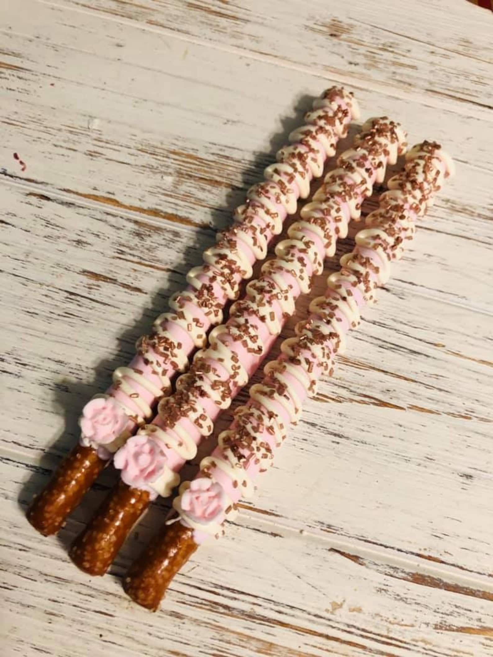 12 Light Blush Pink Rose Gold Pretzels Wedding Favors Princess Etsy