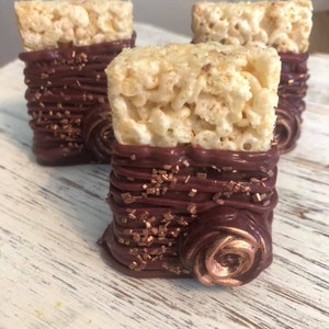 12 Burgundy Rose Gold Birthday Party Rice Crispy Krispie Treats Party Favors Bridal Shower Krispy Wedding Sweets Table Fall