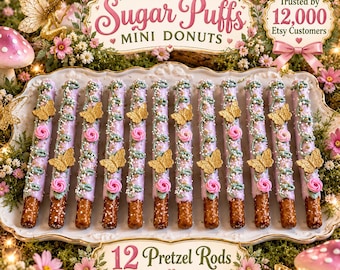 12 Fairy First Birthday Pretzel Rods, Fairy Garden Baby Shower Treats, Little Fairy Party Favors, Enchanted Forest Baby Shower Sweets