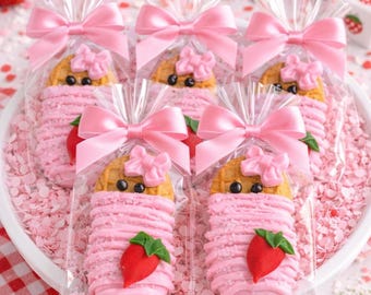 Strawberry Baby Shower Nutter Butter Cookies 12, Pink Strawberry Baby Cookies, Girl Baby Shower Favors, Strawberry Theme Dessert Table Treat