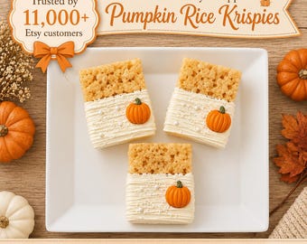 12 Little Pumpkin Rice Krispies, Baby Shower Treats, First Birthday Dessert Table, Orange  Pumpkin Party Favors
