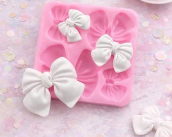 Silicone Bow Mold, Bow Silicone Mold for Chocolate Fondant Resin, Flexible DIY Craft Mold for Cake Decorating Coquette