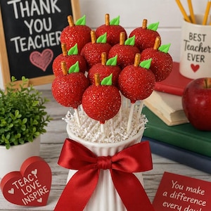12 Apple Cake Pops Teacher Appreciation Gift Back to School Treats Thank You Teacher Dessert Classroom Party Favor Farm Fall