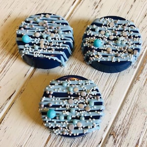 1 Dozen White Navy  Baby Blue Silver Chocolate Covered Oreo Party Favors Sweets Wedding Anniversary  Corporate Baby Shower Birthday Party