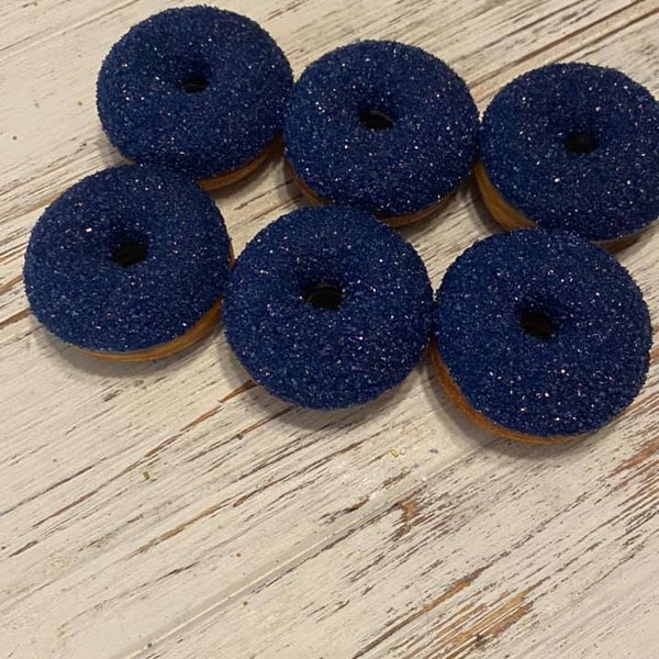 12 Navy Blue Suger Mini Donuts Doughnuts Wedding Baby Bridal Christmas New Years Sweets Table Candy Buffet Birthday Favors Treats