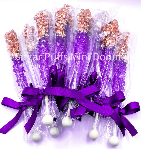 12 Royal Purple Rose Gold Candy Sugar Sticks Sweets Table Etsy