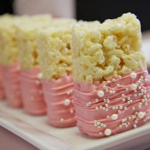 12 Pink Pearl Silver Birthday Party Rice Crispy Krispie Treats Party Favors