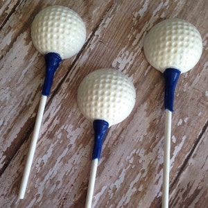 12 Golf Ball Wedding Chocolate Lollipops Golfing Outing Birthday Retirement Father&#39;s Day