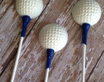 12 Golf Ball Wedding Chocolate Lollipops Golfing Outing Birthday Retirement Father's Day