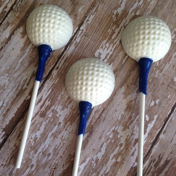12 Golf Ball Wedding Chocolate Lollipops Golfing Outing Birthday Retirement Father's Day