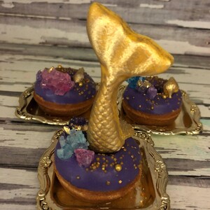 12 Beach Mermaid Theme Party Sweets Table Treats Sea Shell Mini Donuts Birthday Party Baby Bridal Wedding Shower Favors image 2