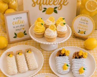 12 Mini Donuts 12 Lemon Nutter Butter Babies 12 Vanilla Wafer Cookies Mama’s Main Squeeze Baby Shower Dessert Set