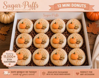 12 Pumpkin Chocolate Covered Mini Donuts, Fall Baby Shower Treats, Thanksgiving Dessert Table, Halloween Party Favors, Autumn Birthday