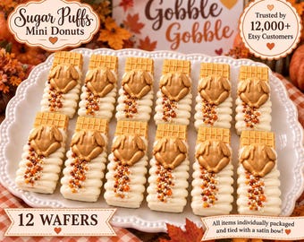 12 Gobble Gobble Thanksgiving Vanilla Wafers, Turkey Chocolate Treats, Fall Party Favors, Thanksgiving Dessert Table Sweets