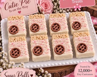 12 Cutie Pie Baby Shower Rice Krispies Treats, Little Cutie Pie Is on the Way Favors, Pink Baby Girl Shower Desserts, Pie Theme Party