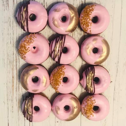 12 Burgundy Rose Gold Mini Donuts Doughnuts Wedding Baby Etsy
