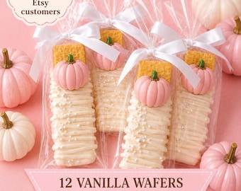 12 Little Pumpkin Vanilla Wafers, Baby Shower Treats, First Birthday Dessert Table, Pink Pumpkin Party Favors