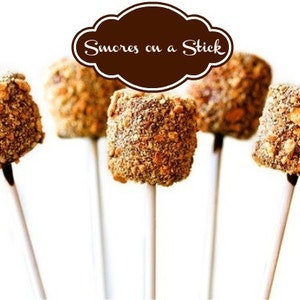 12 Smores on a Stick Rustic Wedding Favors Camping Party Reception Marshmallow Treats Campfire