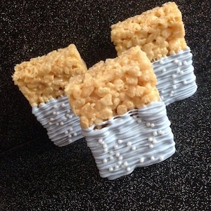 12 Baby Blue Rice Crispy Krispie Treats Baby Shower Birthday Favors Sweets Table Candy Buffet Baptism Communion