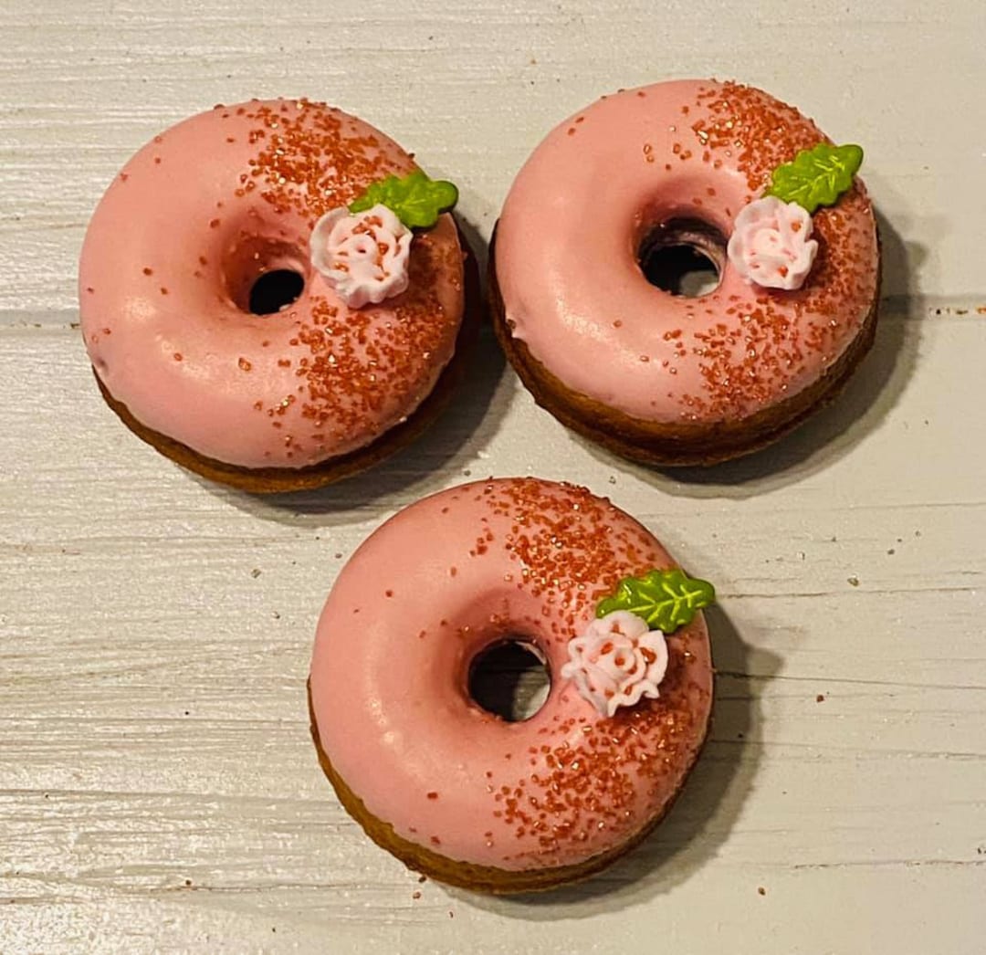 12 Pink Rose Gold Mini Donuts Doughnuts Wedding Baby Bridal Christmas Sweets Table Birthday