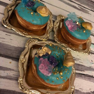 12 Beach Mermaid Theme Party Sweets Table Treats Sea Shell Mini Donuts Birthday Party Baby Bridal Wedding Shower Favors image 4