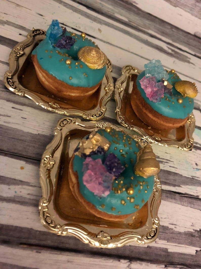 12 Beach Mermaid Theme Party Sweets Table Treats Sea Shell Mini Donuts Birthday Party Baby Bridal Wedding Shower Favors image 4