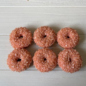 12 Pink Blush Rose Mini Donuts Doughnuts Wedding Baby Bridal Shower Christmas New Years Sweets Table Candy Birthday Favors Treats image 3