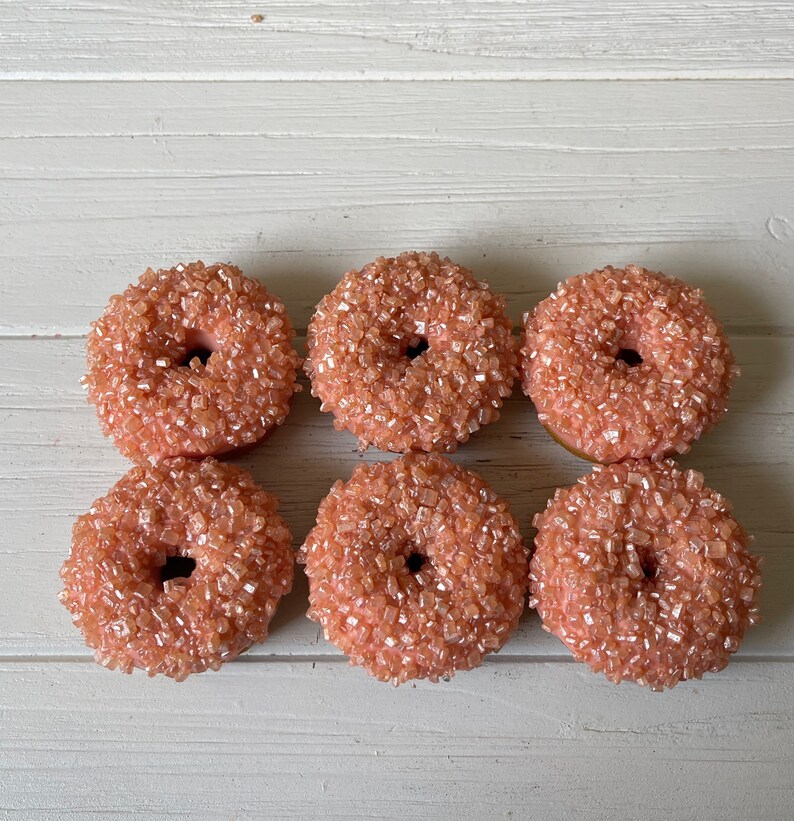 12 Pink Blush Rose Mini Donuts Doughnuts Wedding Baby Bridal Shower Christmas New Years Sweets Table Candy Birthday Favors Treats image 3