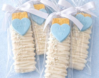1 Dozen Baby Boy Blue  Heart Vanilla Wafer Cookies Chocolate Covered Party Favors wedding Anniversary  Corporate Baby Shower Birthday Party