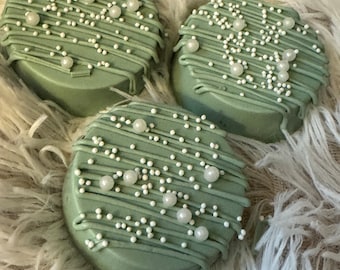 1 Dozen Sage Pearl Oreos Chocolate Covered Oreo Party Favors Sweets Table wedding Anniversary  Corporate Baby Shower Birthday Party