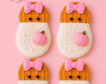 12 Pumpkin Nutter Butter Baby Cookies, Baby Shower Cookies, Pink Pumpkin Baby Shower Favors, First Birthday Cookies, Fall Baby Shower Treats