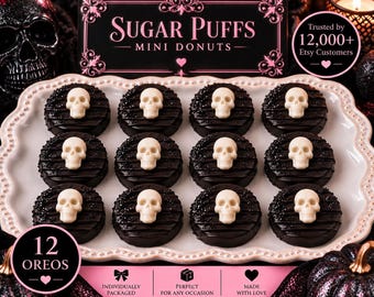 12 Halloween Skull Molded Oreos, Chocolate Covered Oreos, Gothic Halloween Treats, Spooky Party Favors, Death to My 20s 30s