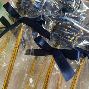 12 Navy Blue Gold Chocolate Dipped Marshmallows First Birthday Party Sweets Table Favors Covered