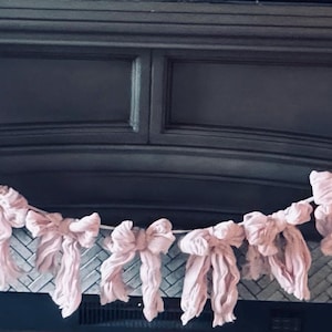 Dusty Pink Cheesecloth Bow Garland 6ft Tying the Knot Baby Birthday Shower Bridal Bows