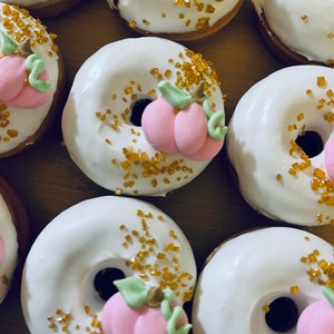12 Pink Gold Pumpkin Mini Donuts Fall Wedding Country Rustic Wedding Sweets Table Candy Favors Favors Birthday Baby Bridal Shower Treats